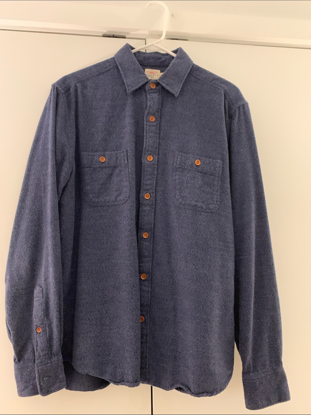 Fatherty Men's Casual Button-Down Shirt in Chambray Navy Blue